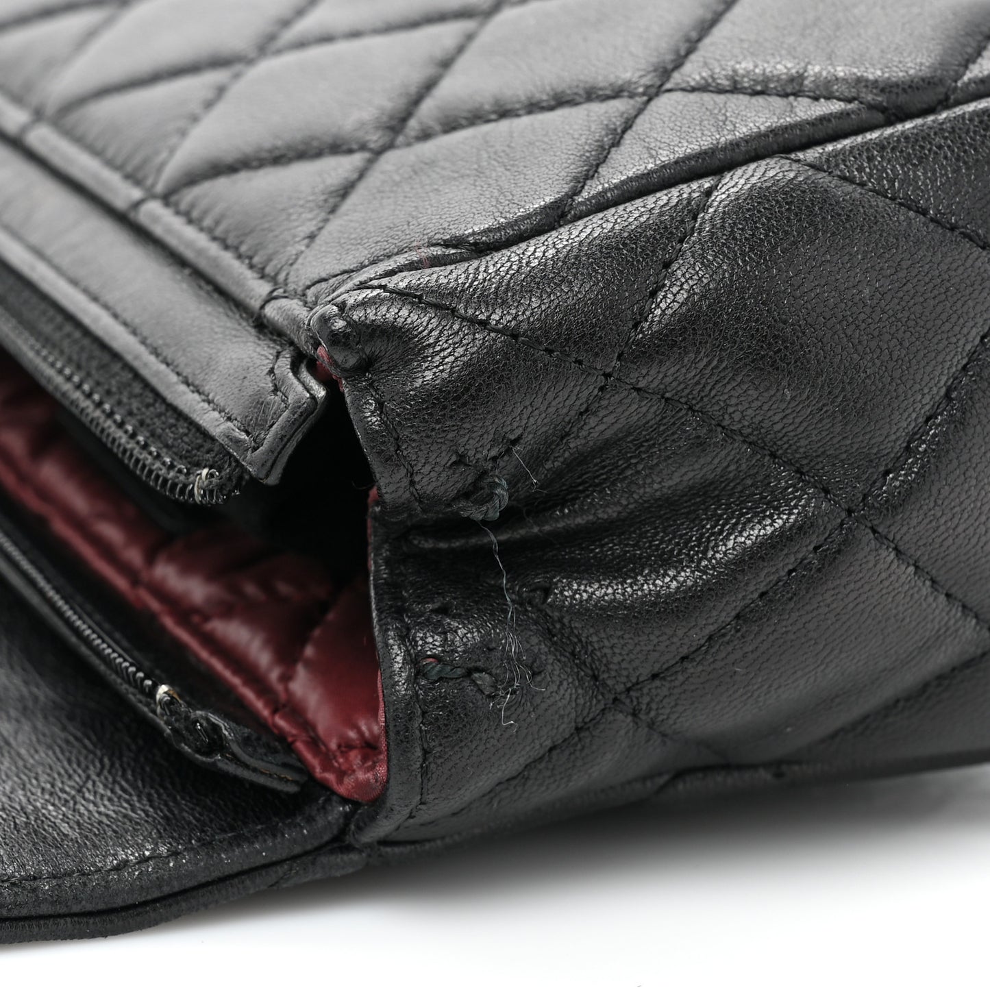Lambskin Quilted Flap Cosmetic Case Black