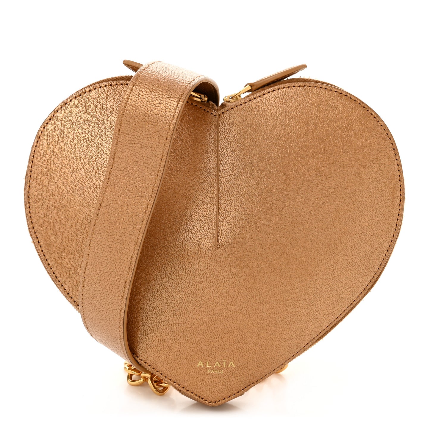 Metallic Goatskin Le Coeur Chain Bag Cuivre