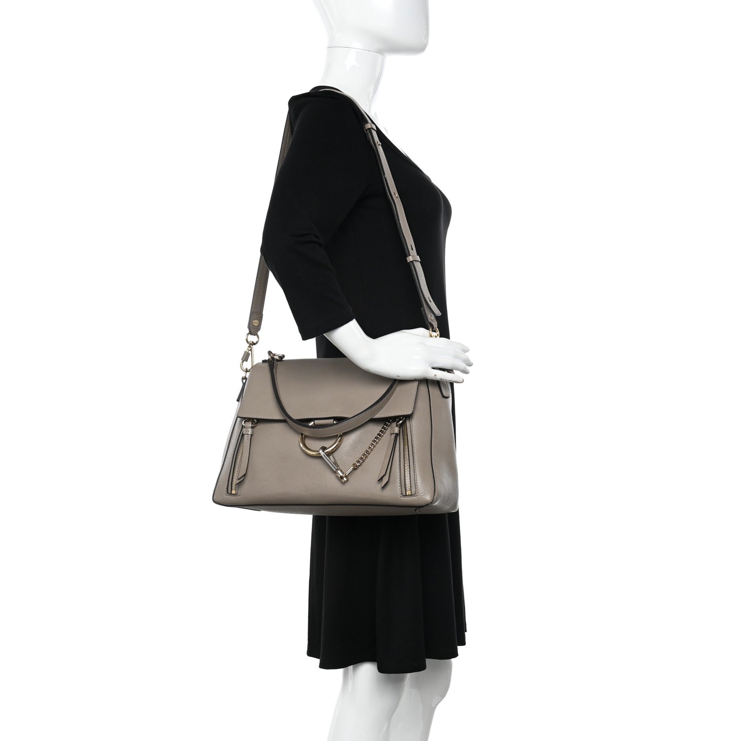 Calfskin Small Faye Day Shoulder Bag Motty Grey