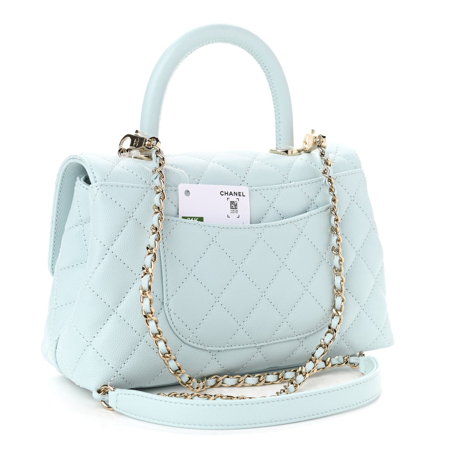 Caviar Quilted Mini Coco Handle Flap Light Blue