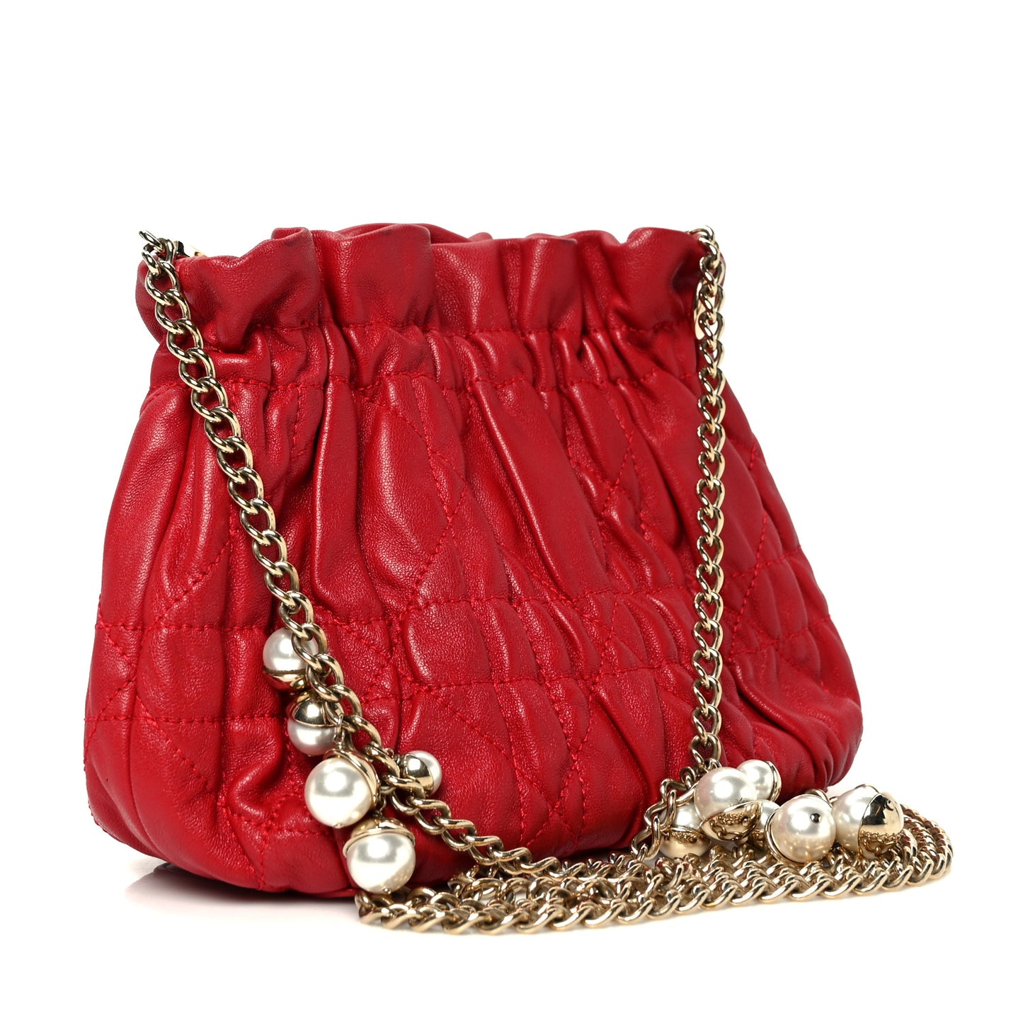 Gaufre Lambskin Cannage Delices Mini Bag Red