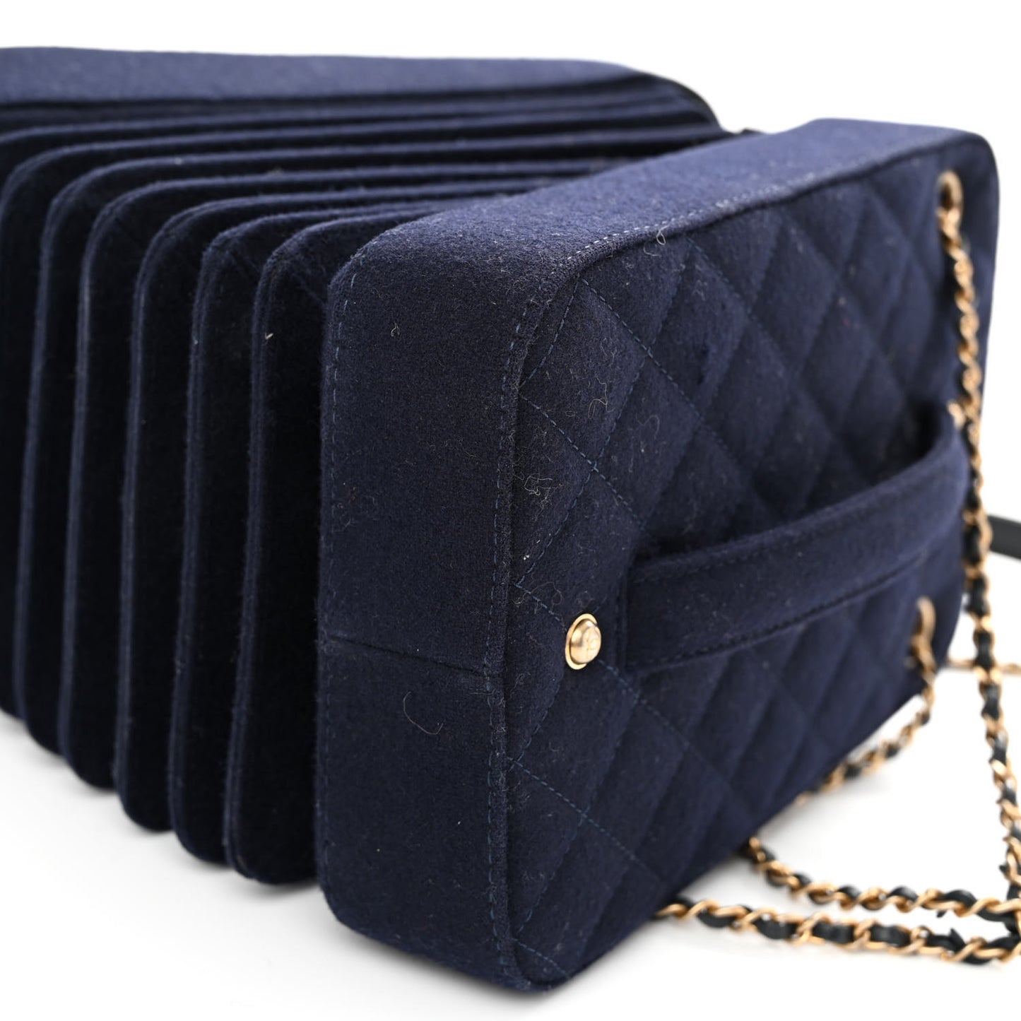 Wool Felt Accordion Bag Navy