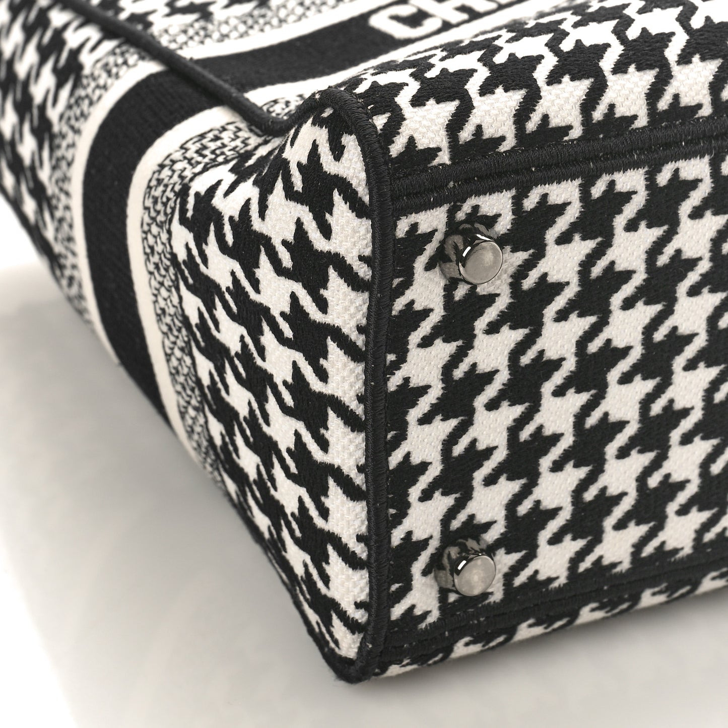 Canvas Houndstooth Embroidered Medium Lady D-Lite Black White