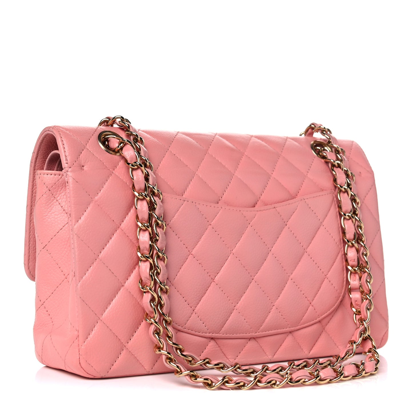 Caviar Quilted Medium Double Flap Pink