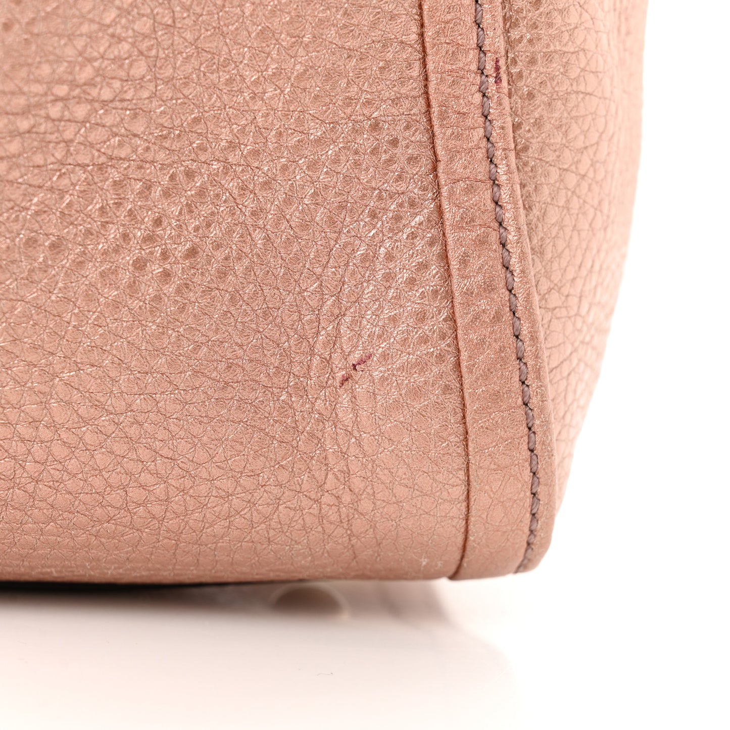Metallic Pebbled Calfskin Small Soho Shoulder Bag Pink