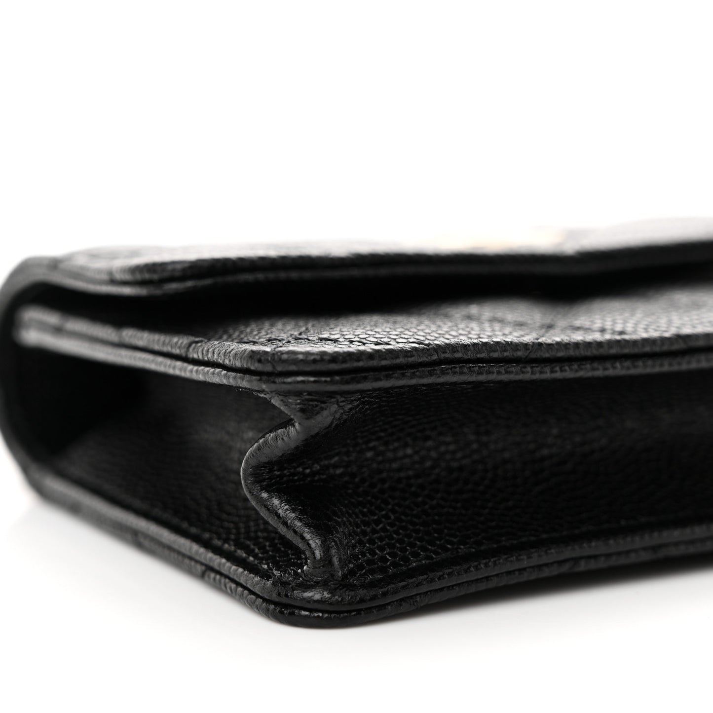 Caviar Quilted Mini Pearl On Top Coin Purse With Chain Black