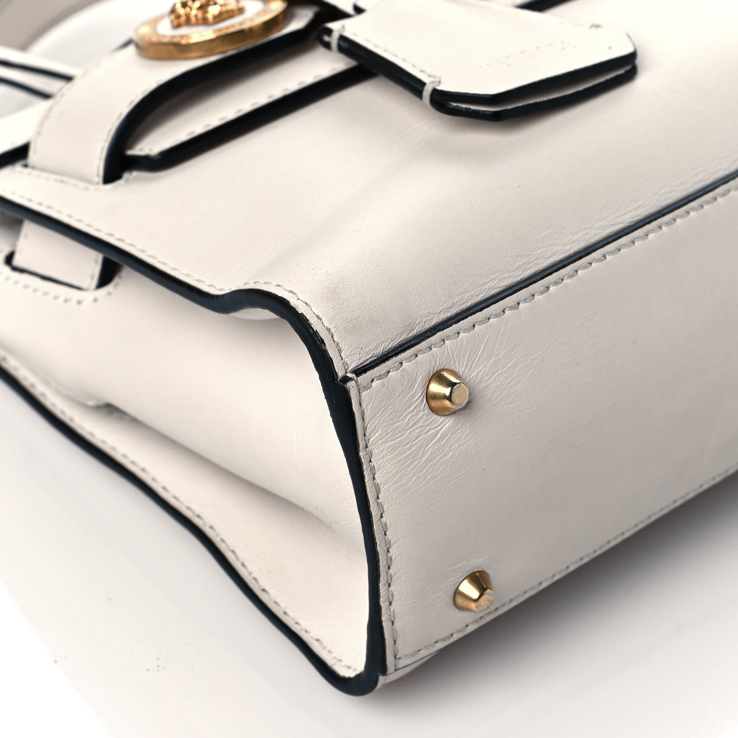 Versace Calfskin Medusa Lock Top Handle Crossbody Bag White 8 of 15