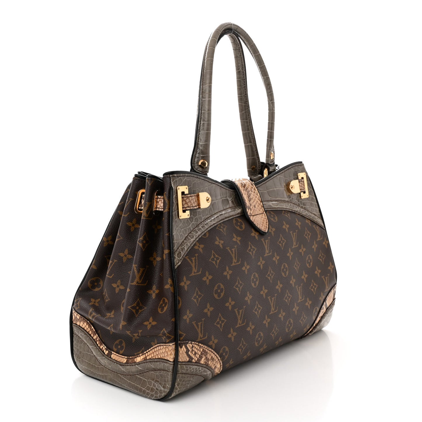 Monogram Snakeskin Alligator Monogramissime Exotic Shopper GM Gris