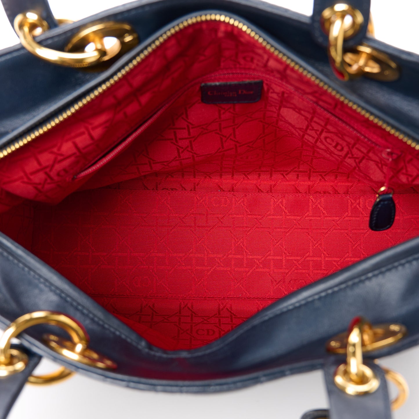 Lambskin Cannage Large Lady Dior Navy Blue