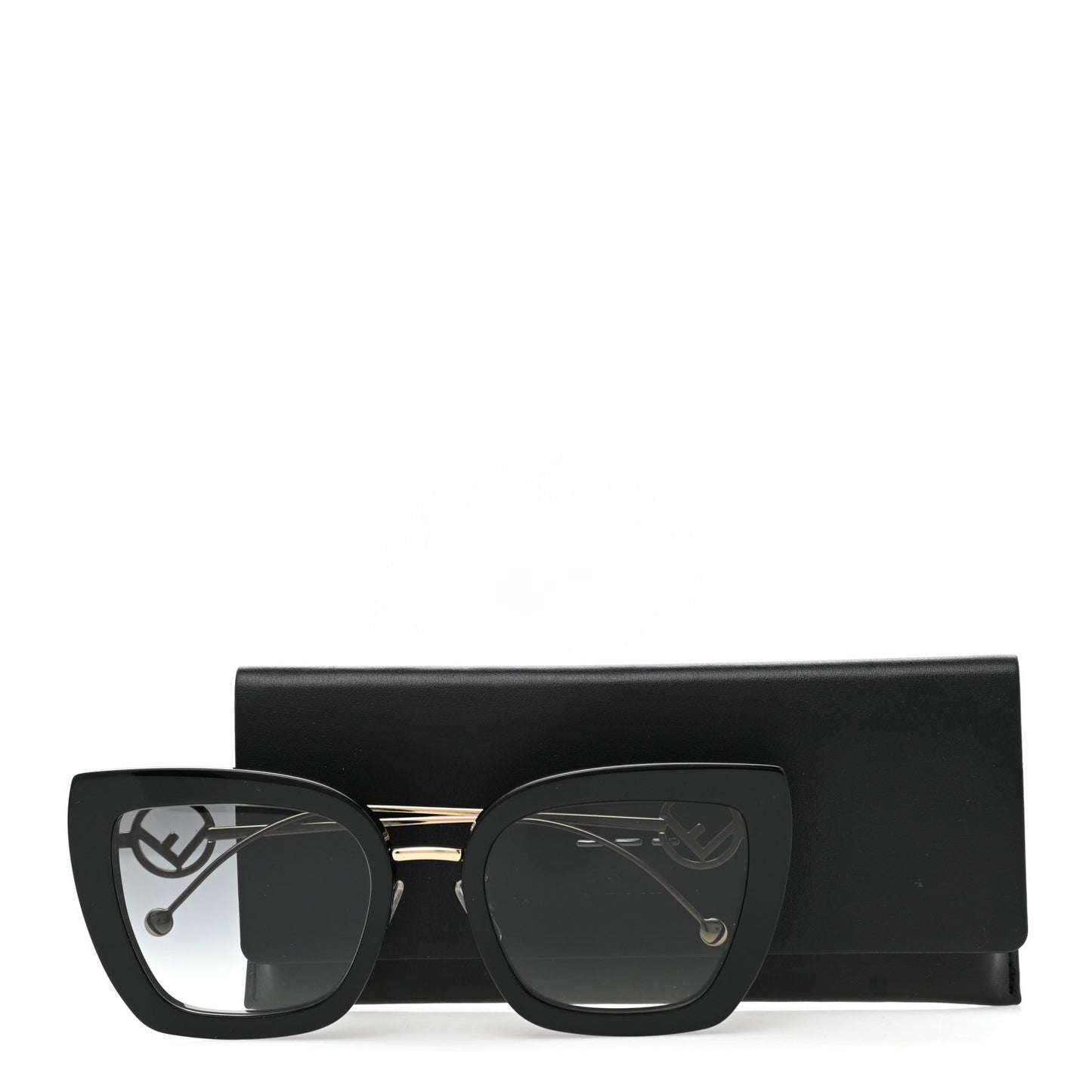 Acetate Metal F is Fendi Square Cat Eye Sunglasses FF 0424/F/S Black