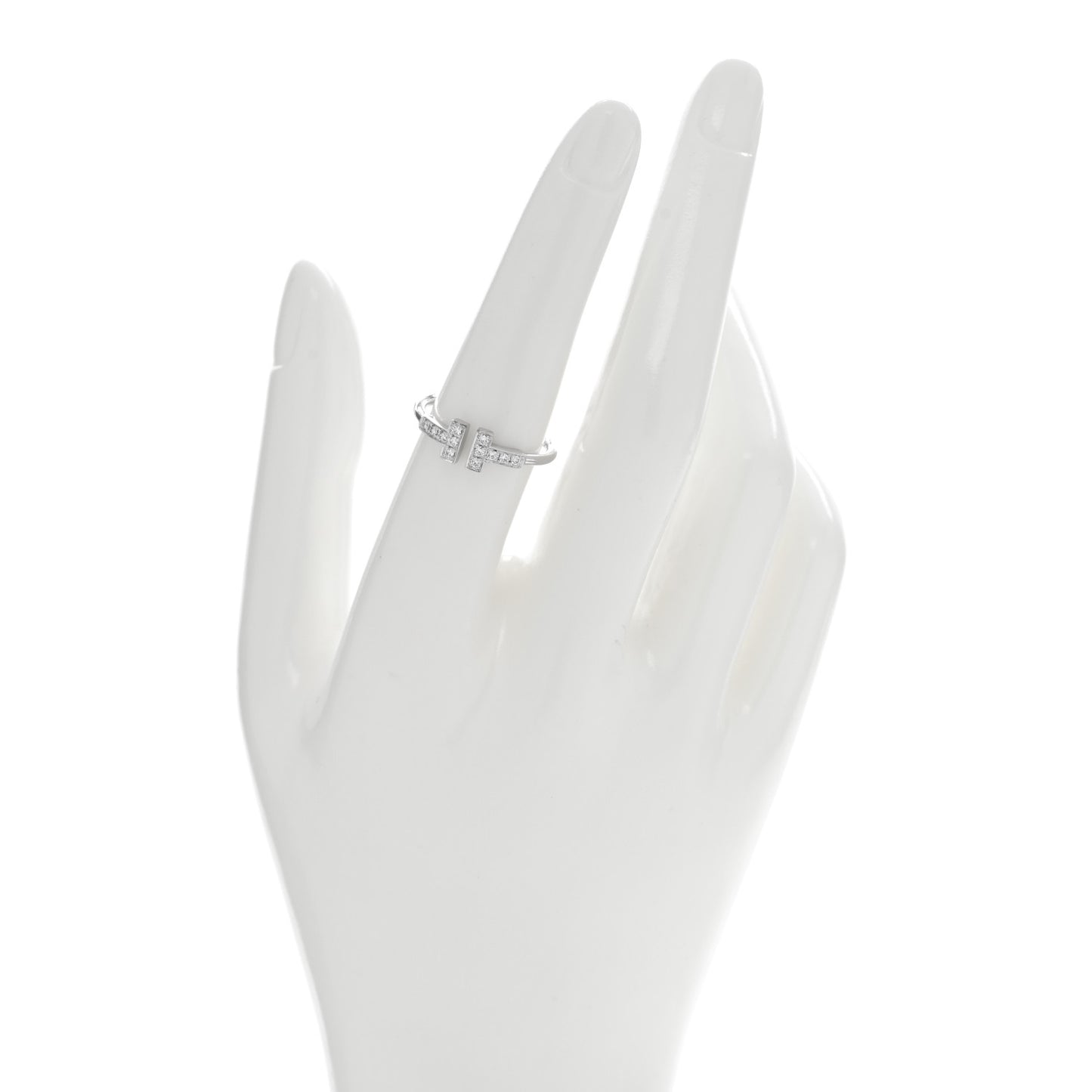 18K White Gold Diamond T Wire Ring 54 7