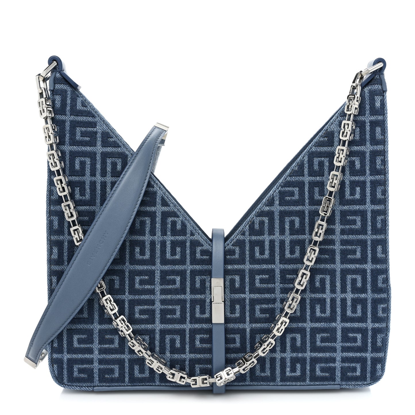 Denim Small Cut Out Chain Bag Medium Blue