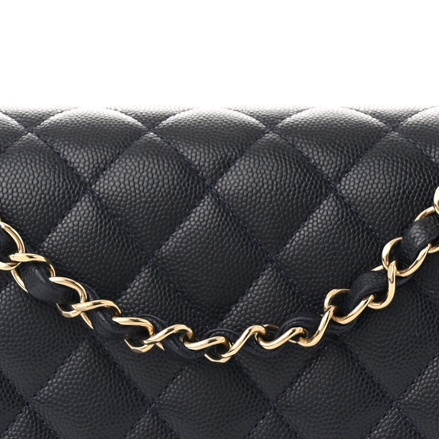 Caviar Quilted Medium Double Flap Navy