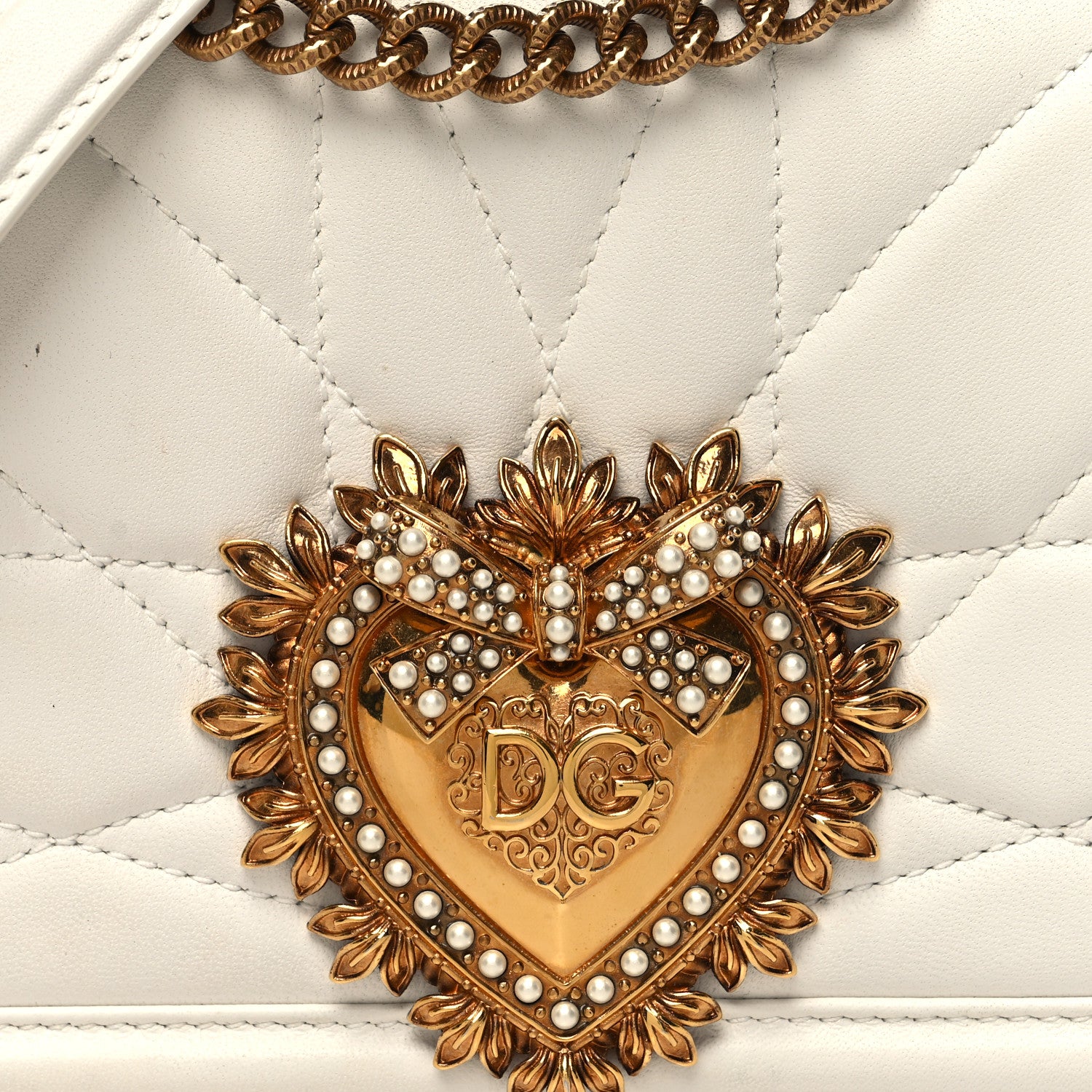 Dolce & Gabbana DOLCE & GABBANA Calfskin Medium Devotion Crossbody Bag White 6 of 10