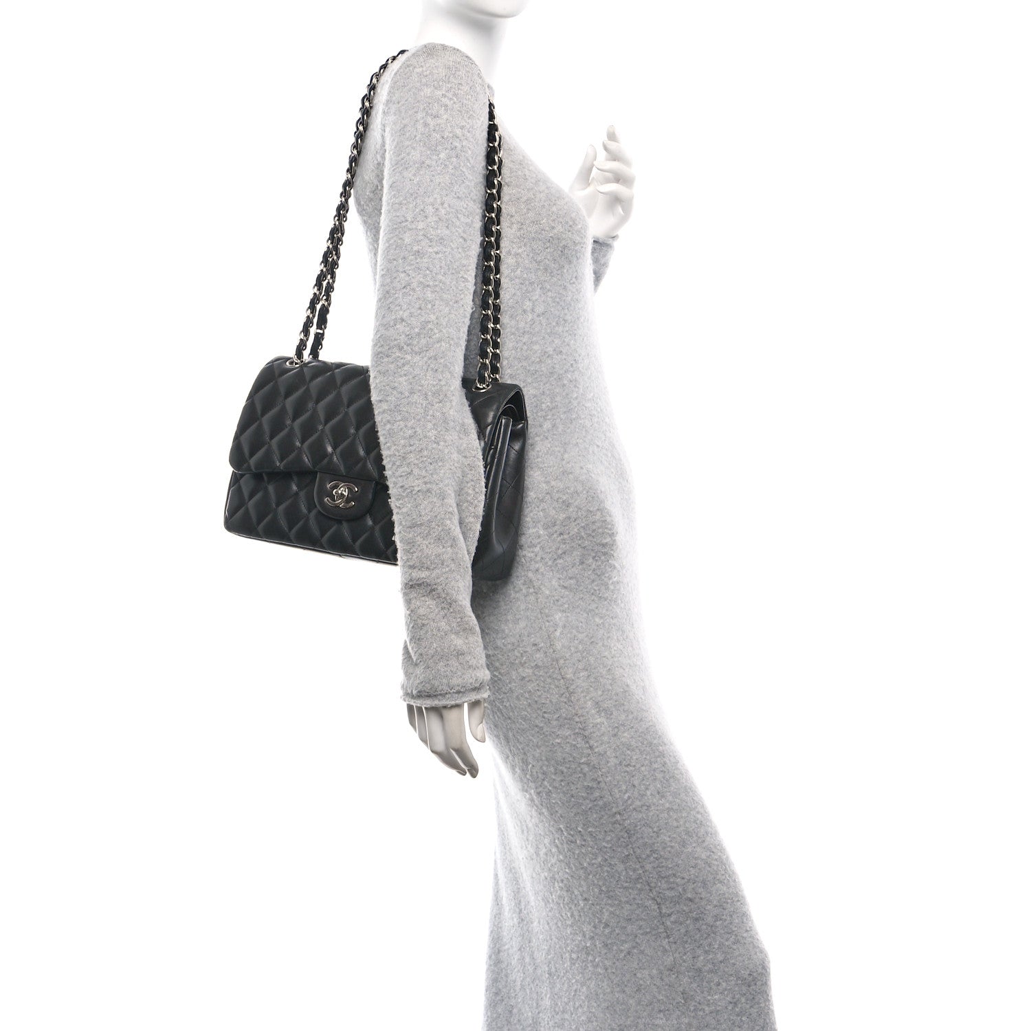 Chanel Lambskin Quilted Jumbo Double Flap Black 2 of 13