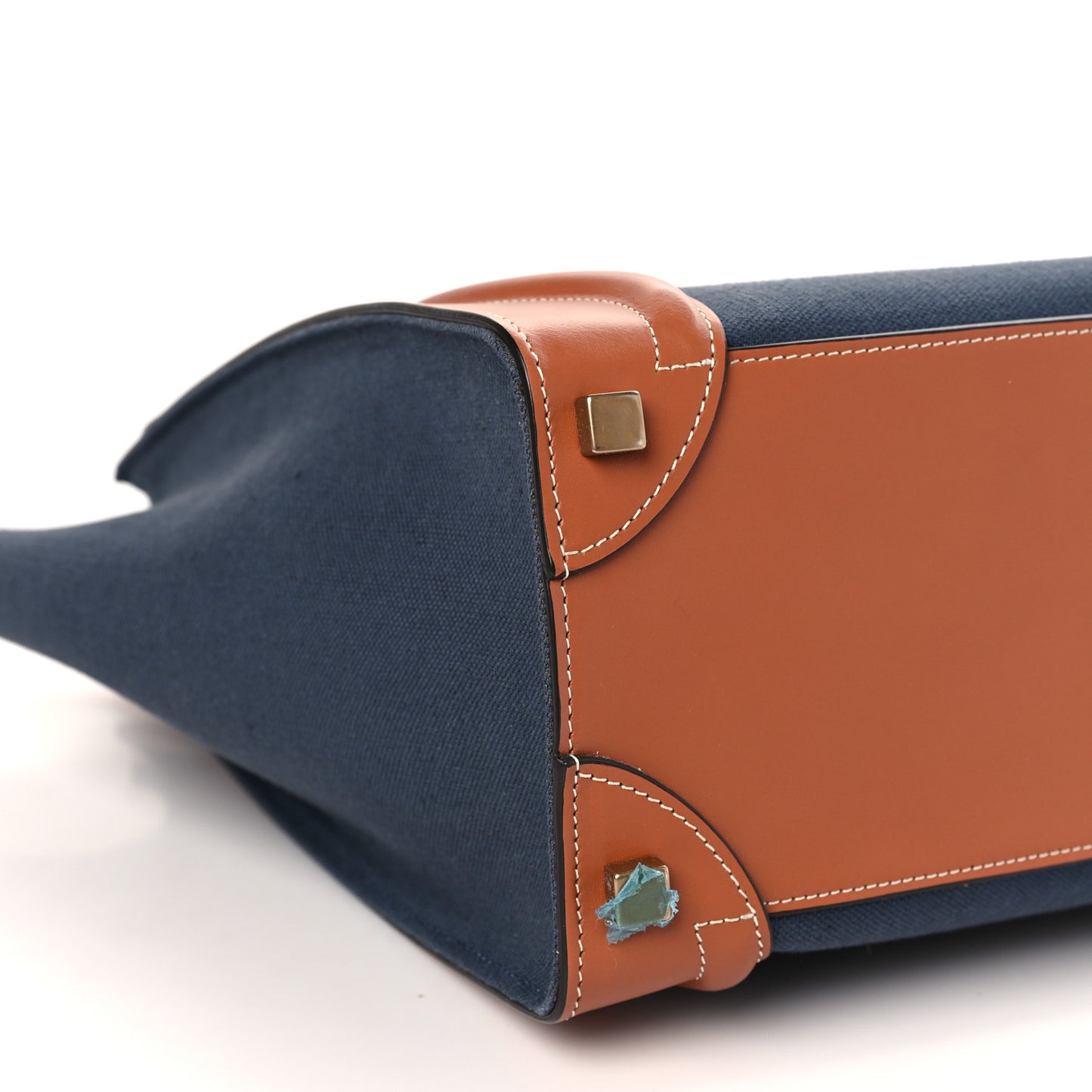 Textile Smooth Calfskin Micro Luggage Navy Tan