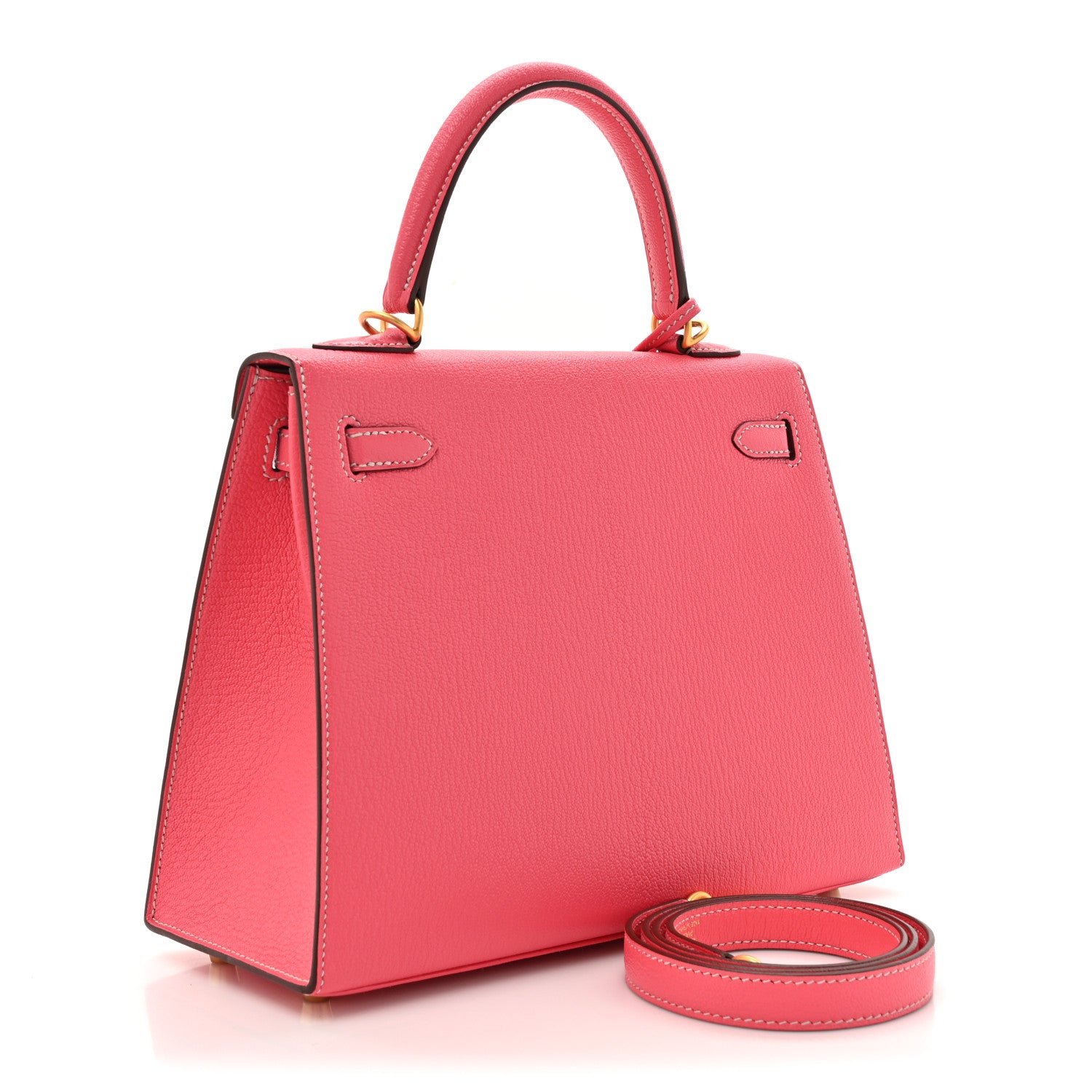 Hermes Chevre Mysore Horseshoe Kelly Sellier 25 Rose Lipstick Gris Pale 3 of 13