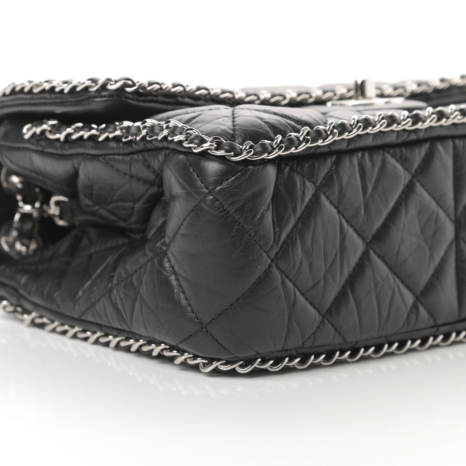 Chanel Crumpled Calfskin Medium Chain All Over Flap Black 9 of 12