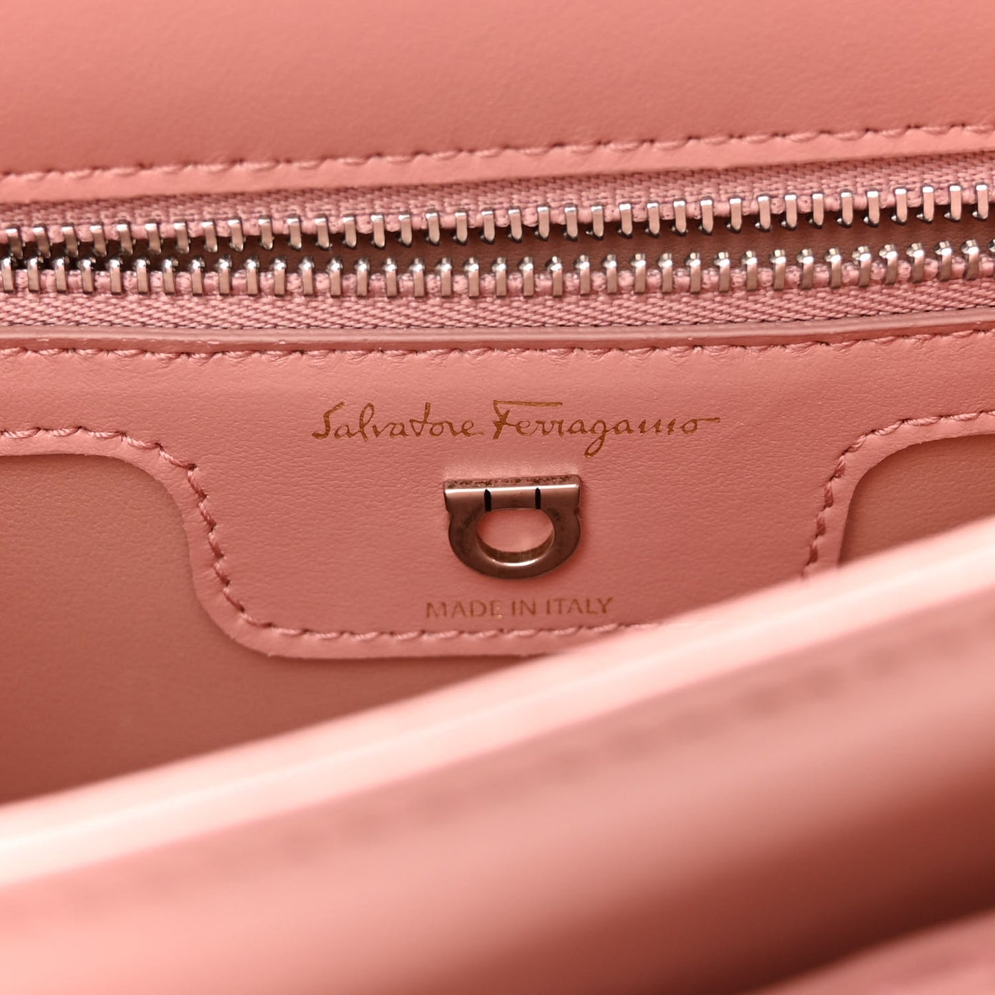 Calfskin Quilted Gancini Flap Bag Antique Rose