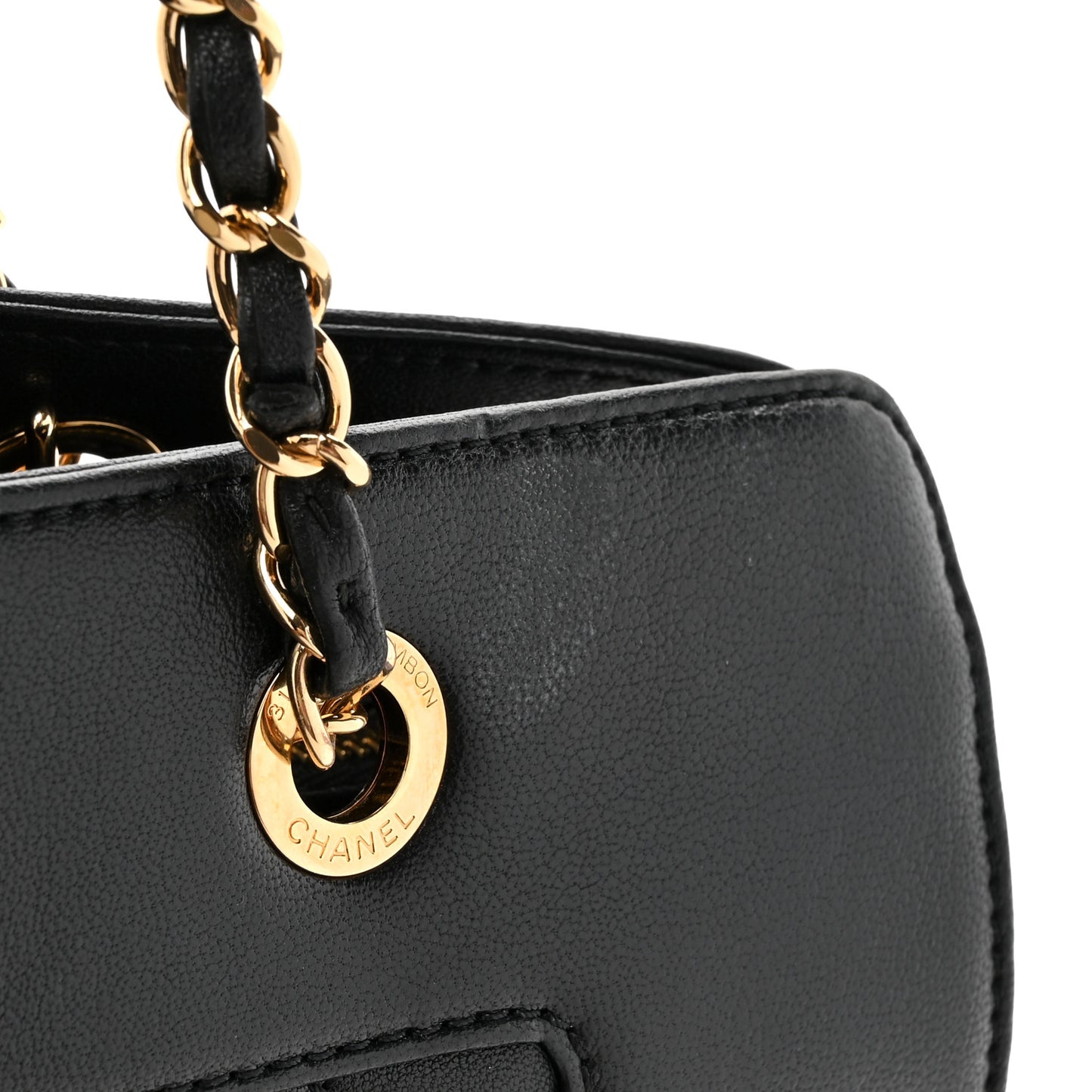 Sheepskin Quilted Mademoiselle Vintage Shopping Tote Black