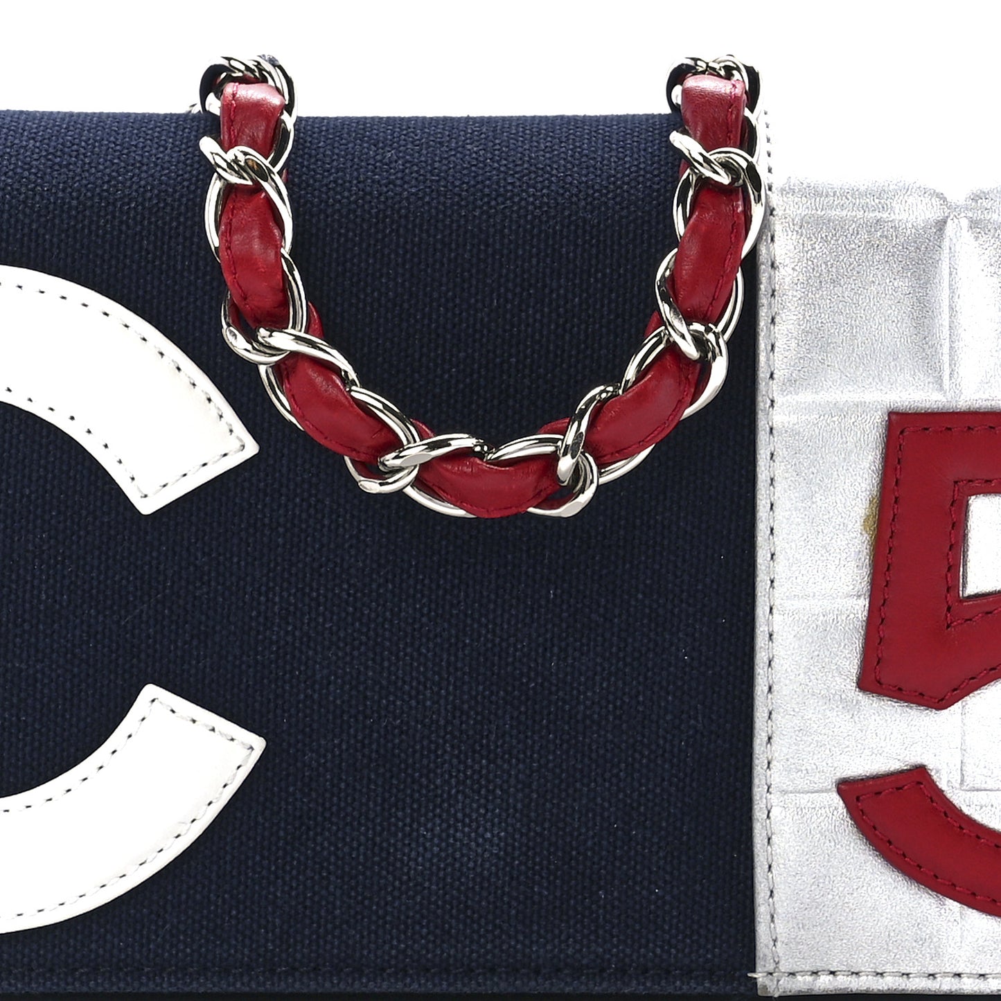 Canvas Metallic Lambskin Chocolate Bar N°5 Bag Navy Blue