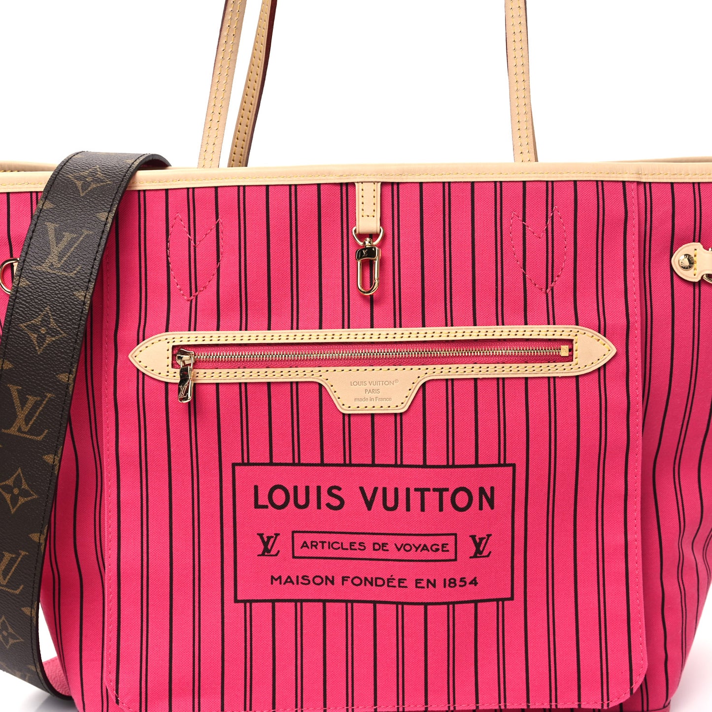 Monogram Inside Out Neverfull Bandouliere MM Rose Pondichery