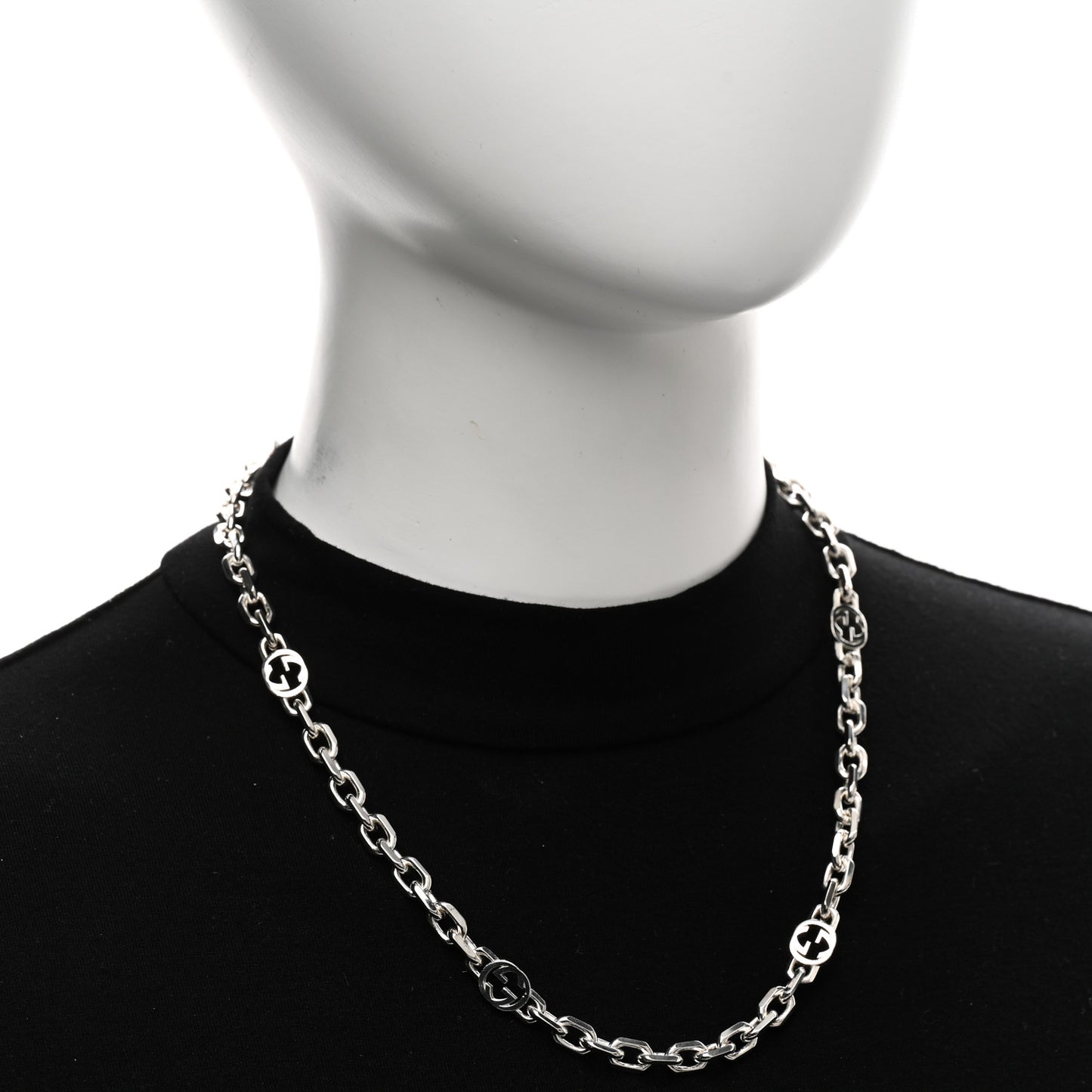 Sterling Silver Interlocking GG Chain Necklace