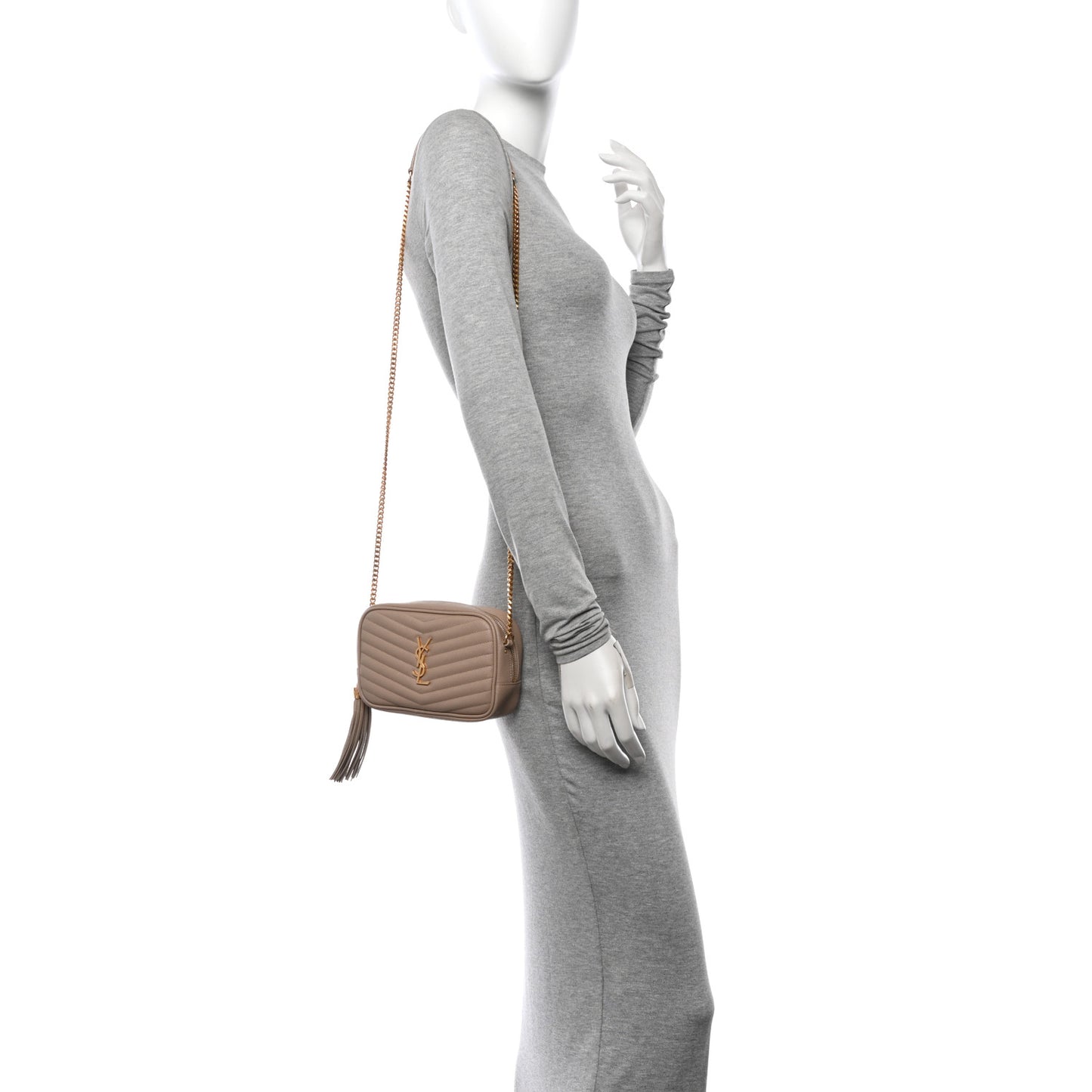 Grain De Poudre Matelasse Monogram Mini Lou Camera Bag Dark Beige