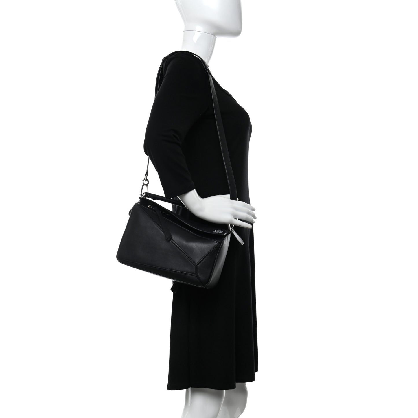 Calfskin Small Puzzle Bag Black