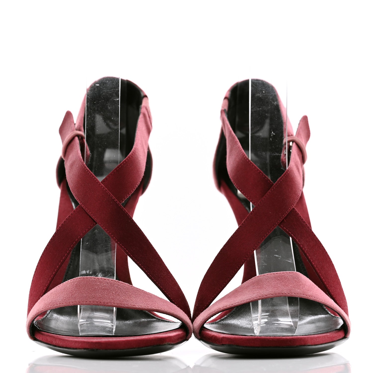 Gucci Suede Satin Tess Sandals 37 Bordeaux 2 of 10