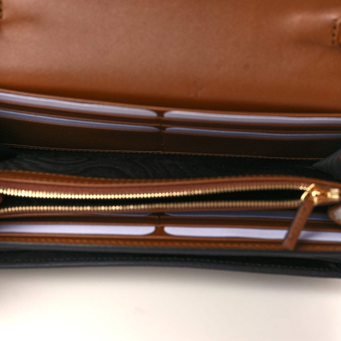 GG Supreme Monogram Calfskin Padlock Chain Wallet Beige Black Cuir