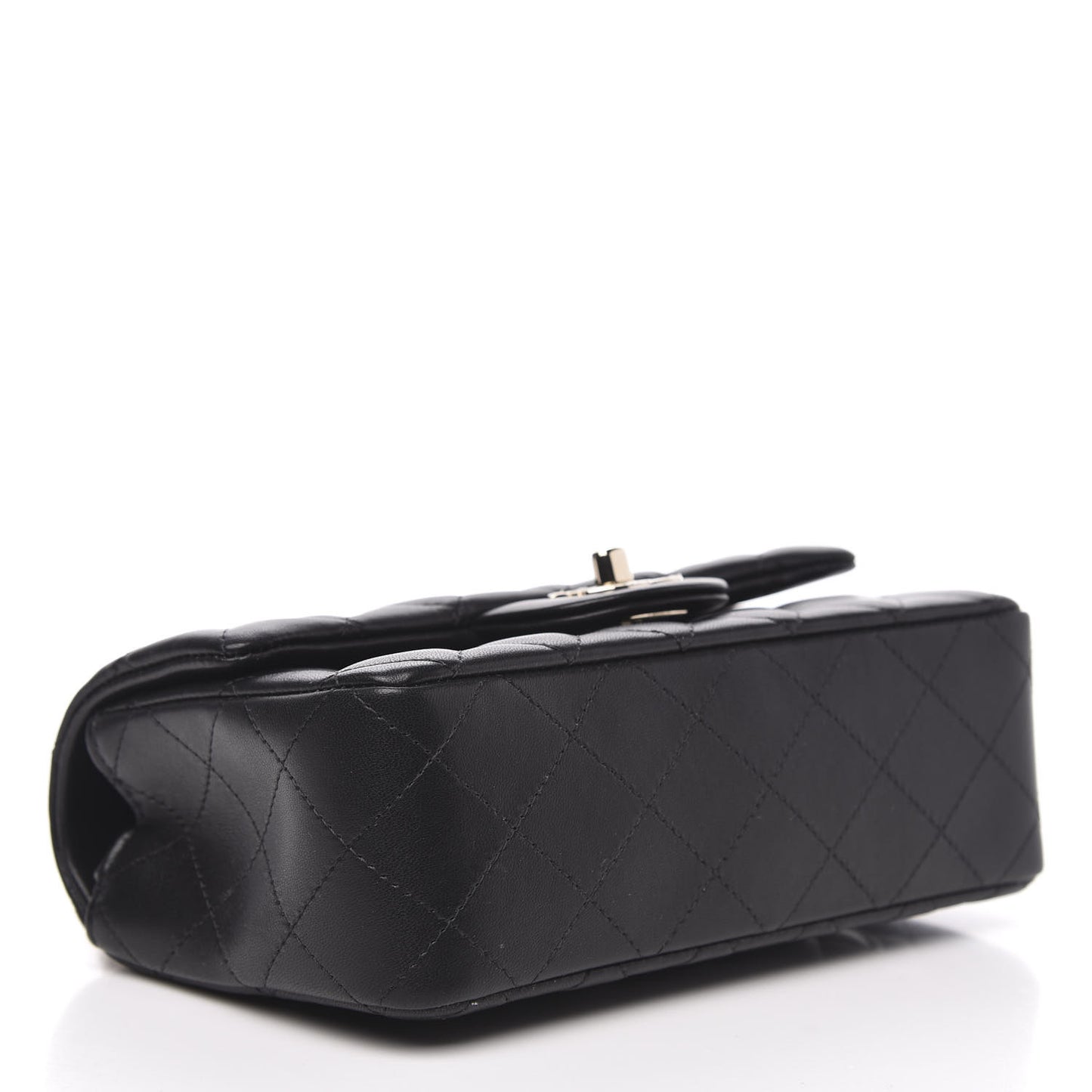 Lambskin Quilted Mini Rectangular Flap Black