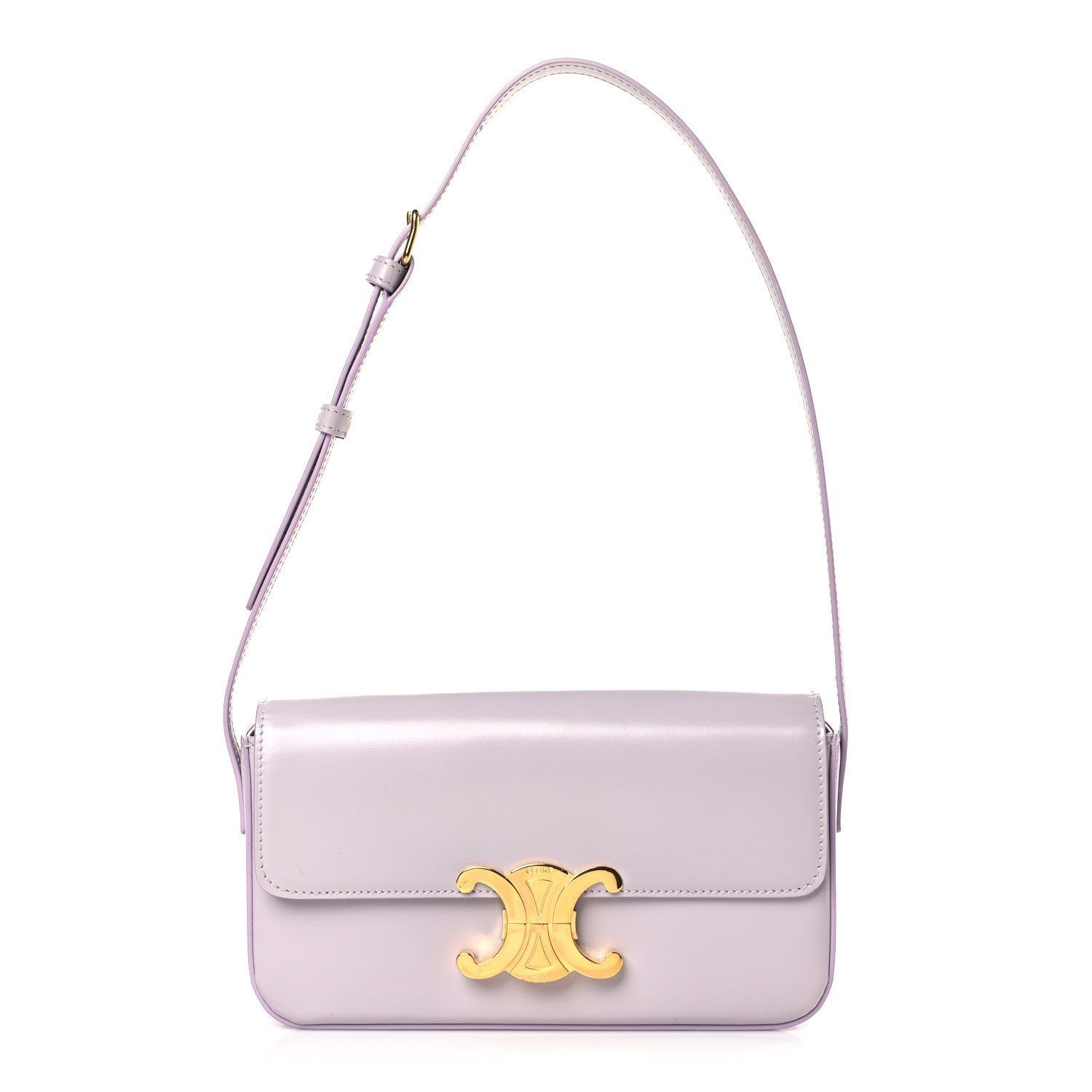 Celine Shiny Calfskin Triomphe Shoulder Bag Light Lilac