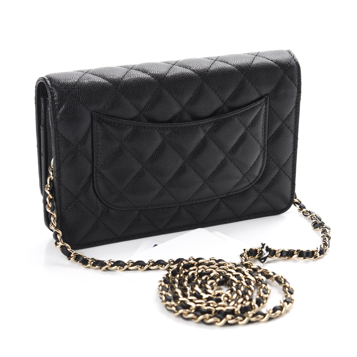 Chanel Caviar Quilted French New Wave Chain CC Wallet On Chain WOC Black 3 of 12