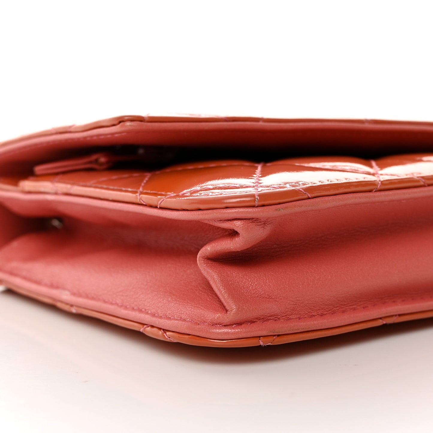 Patent Quilted Wallet On Chain WOC Coral