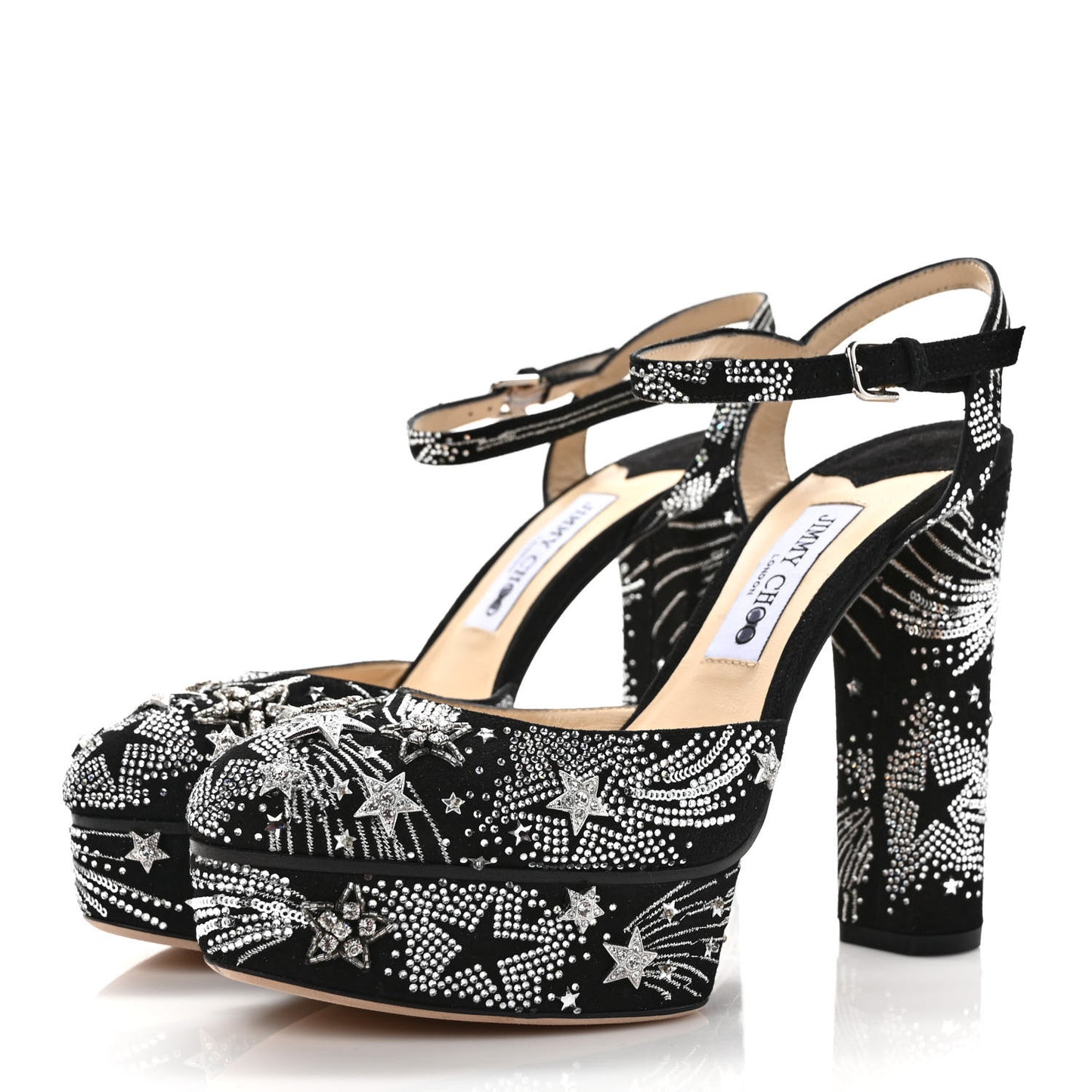 Suede Crystal Supernova Maple 125 Platform Pumps 39 Black