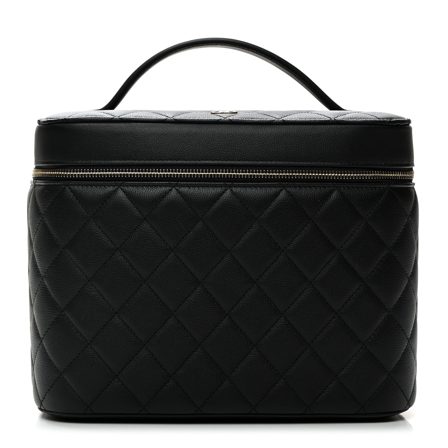 Caviar Quilted Large Vanity Pouch Black