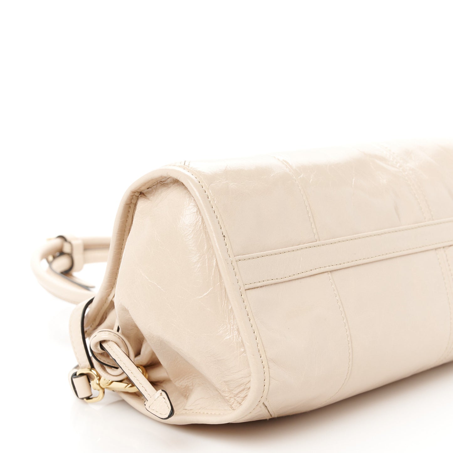 Glossy Calfskin Triangle Medium Bonnie Shoulder Bag Travertine