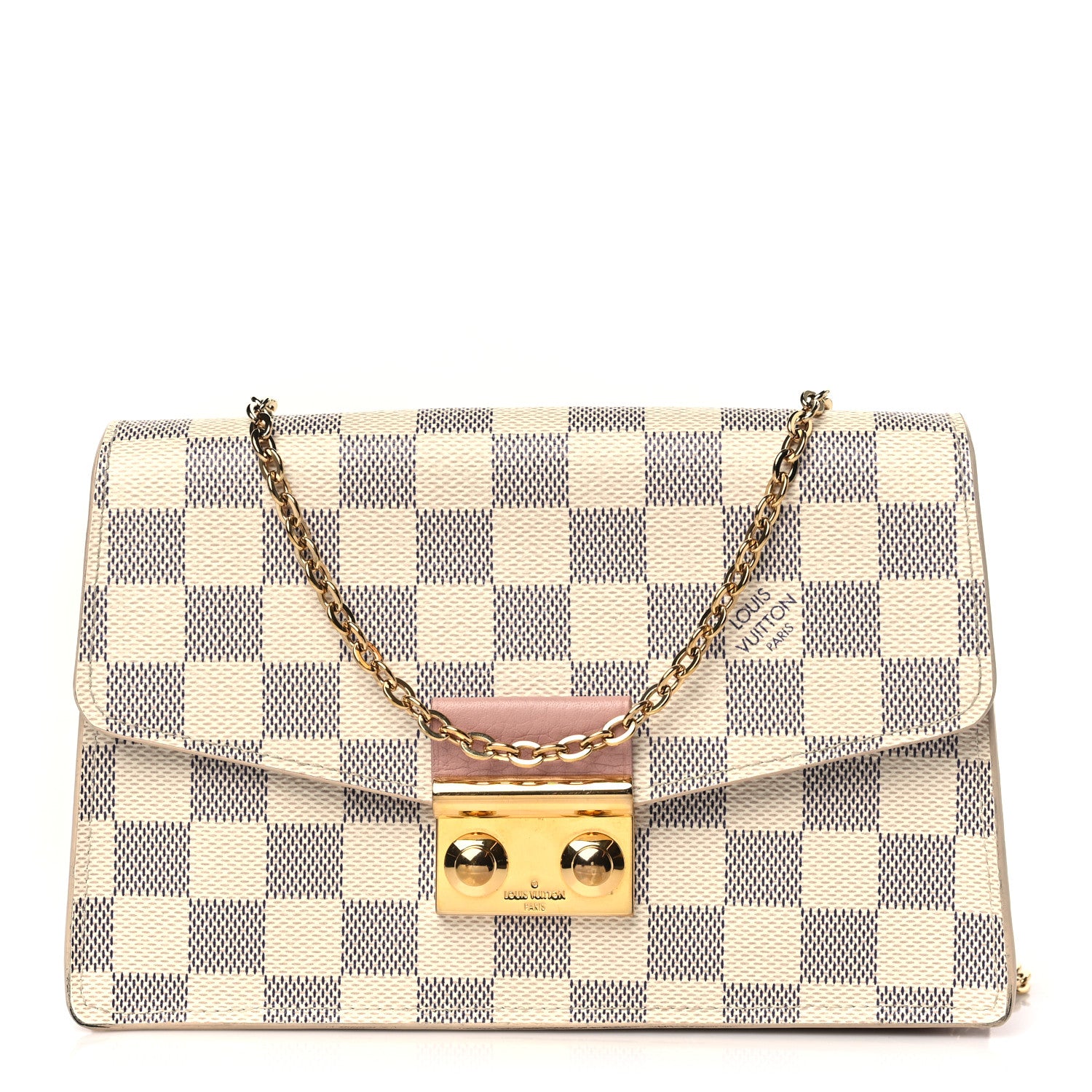 Louis Vuitton Damier Azur Croisette Chain Wallet Rose Ballerine 1 of 9