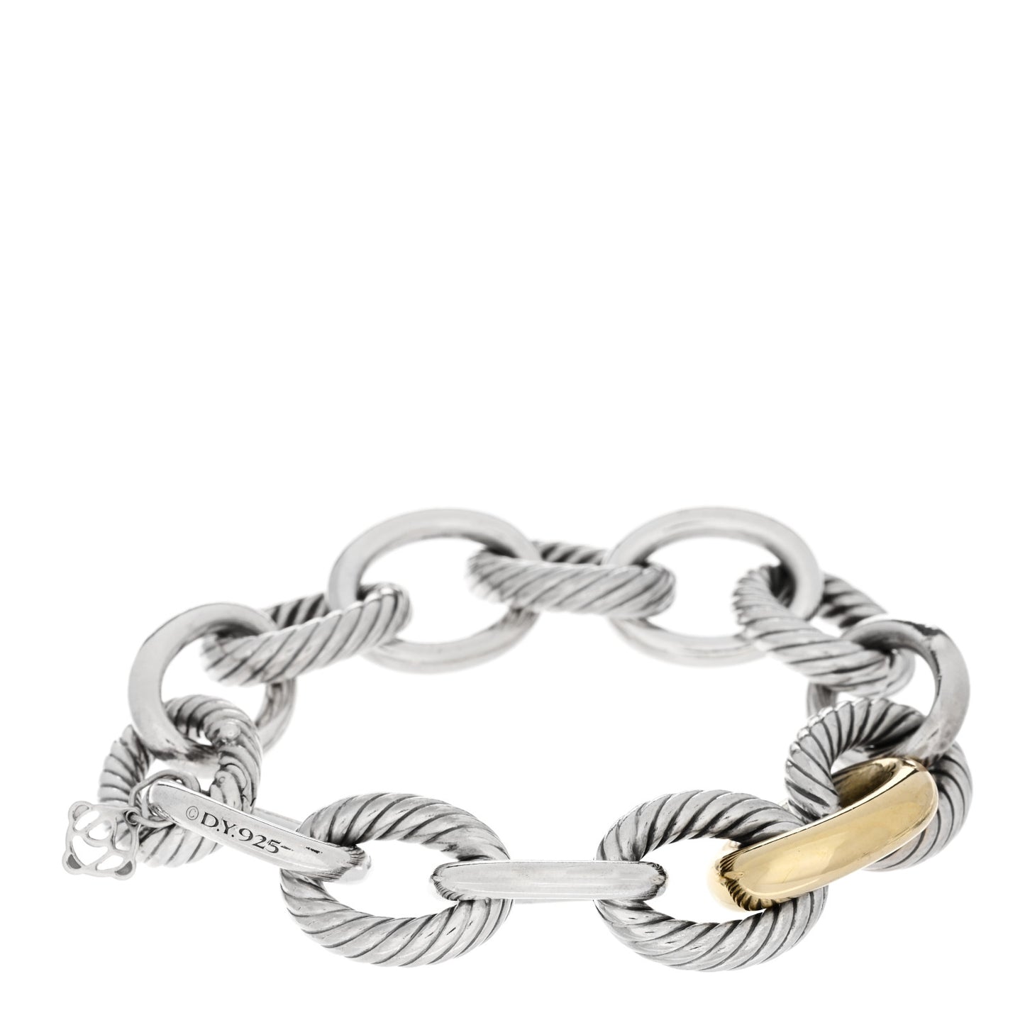 Sterling Silver 18K Yellow Gold 19mm Extra Large Oval Link Bracelet