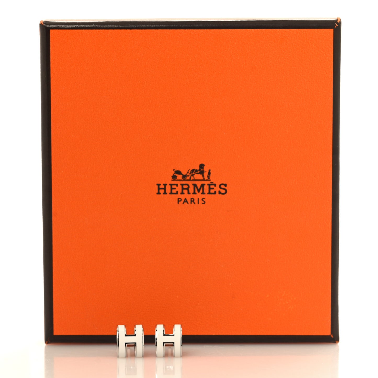 Palladium Lacquered Mini Pop H Earrings White