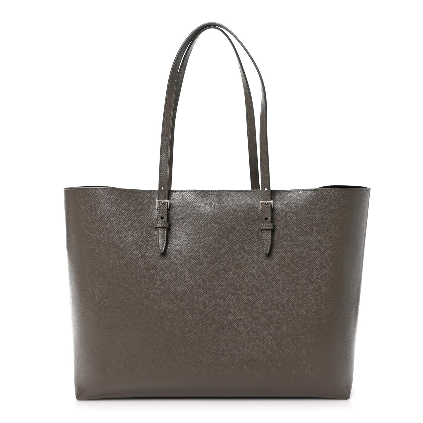 Grained Calfskin Large Shopping Tote Warm Taupe Black