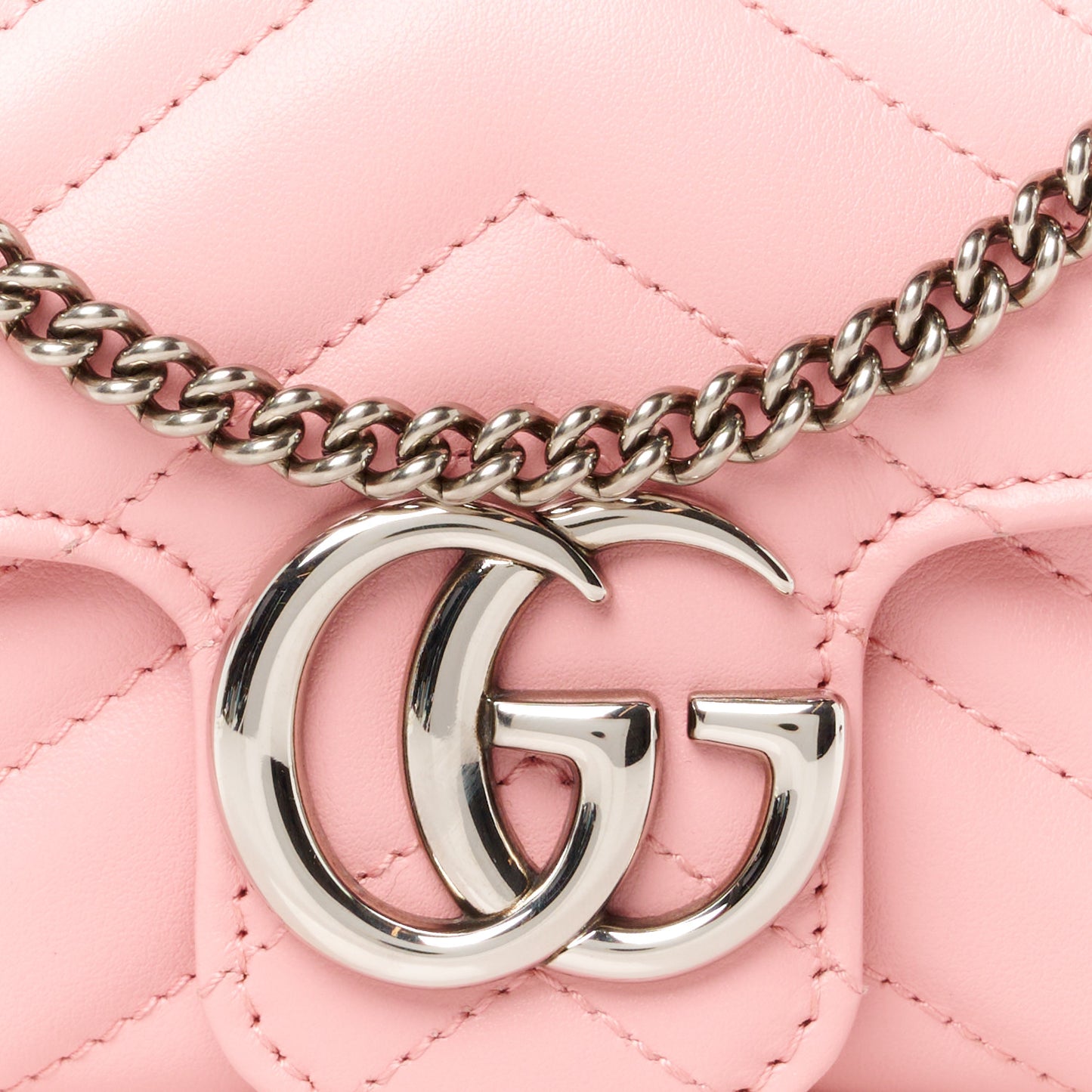Calfskin Matelasse Super Mini GG Marmont Shoulder Bag Wild Rose