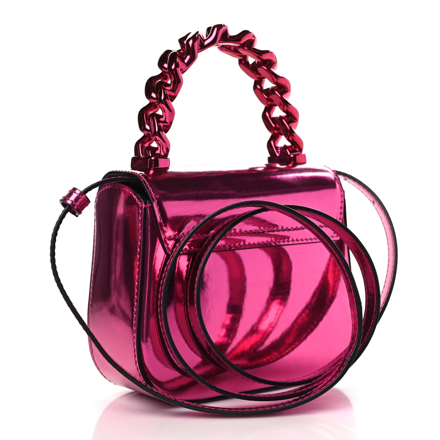 Metallic Calfskin Mini La Medusa Bag Fuchsia
