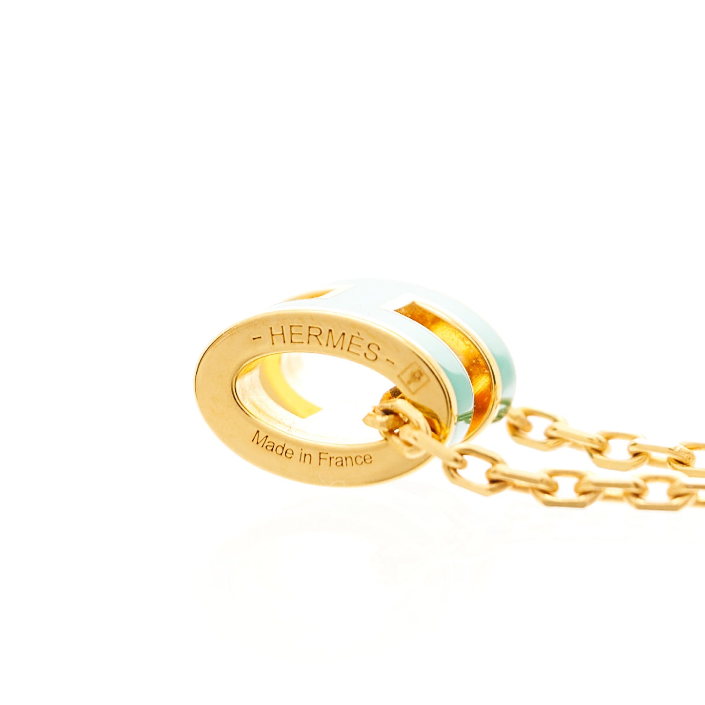 Lacquered Gold Mini Pop H Pendant Necklace Malachite