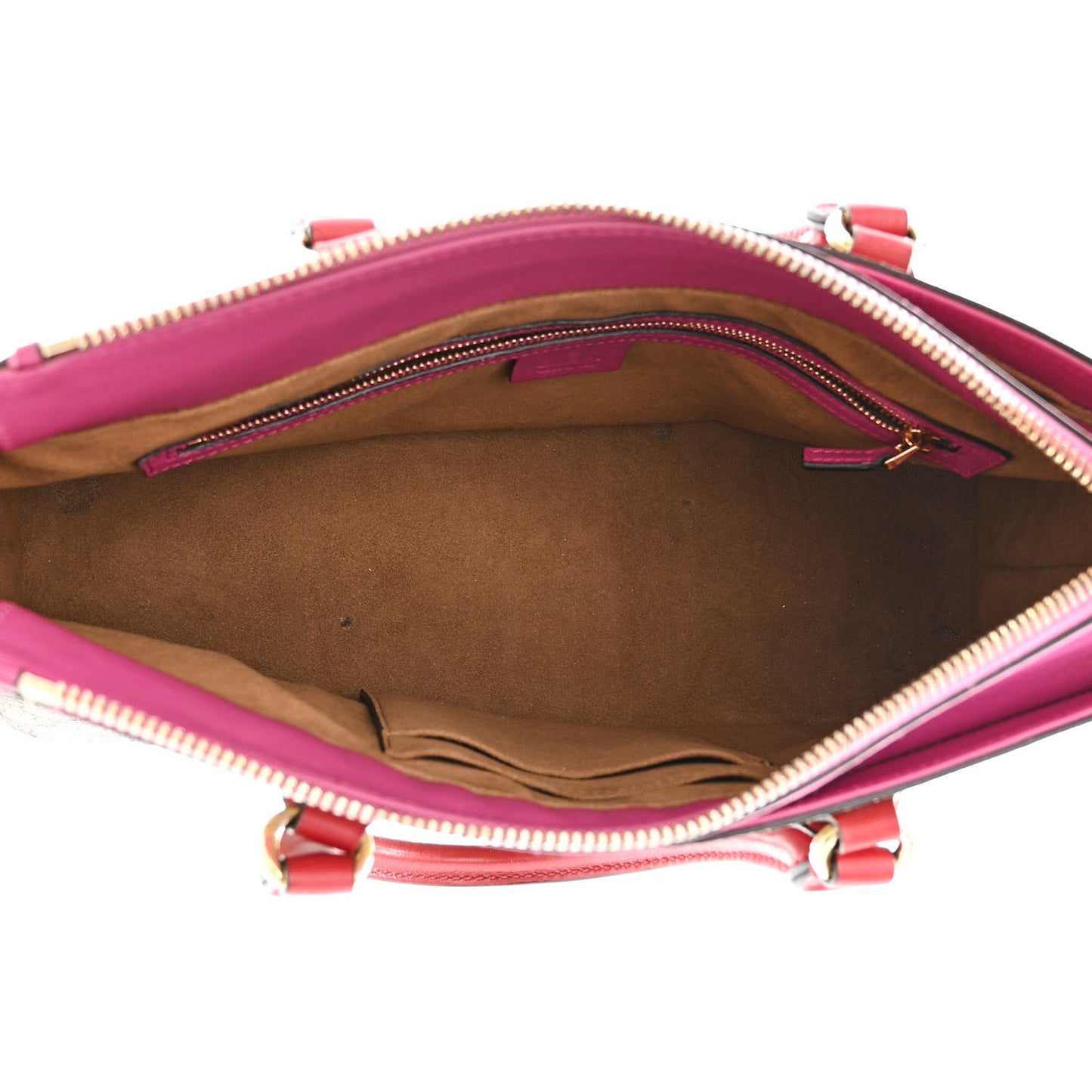 GG Supreme Monogram Moon Calfskin Small Zip Top Tote Beige Ebony Hibiscus Red New Rosette