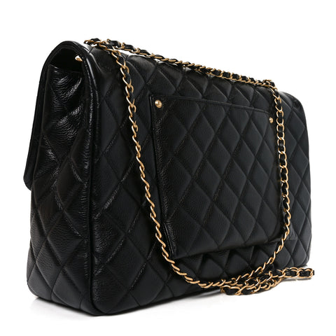 Caviar Quilted Small XXL Travel Flap Bag Black