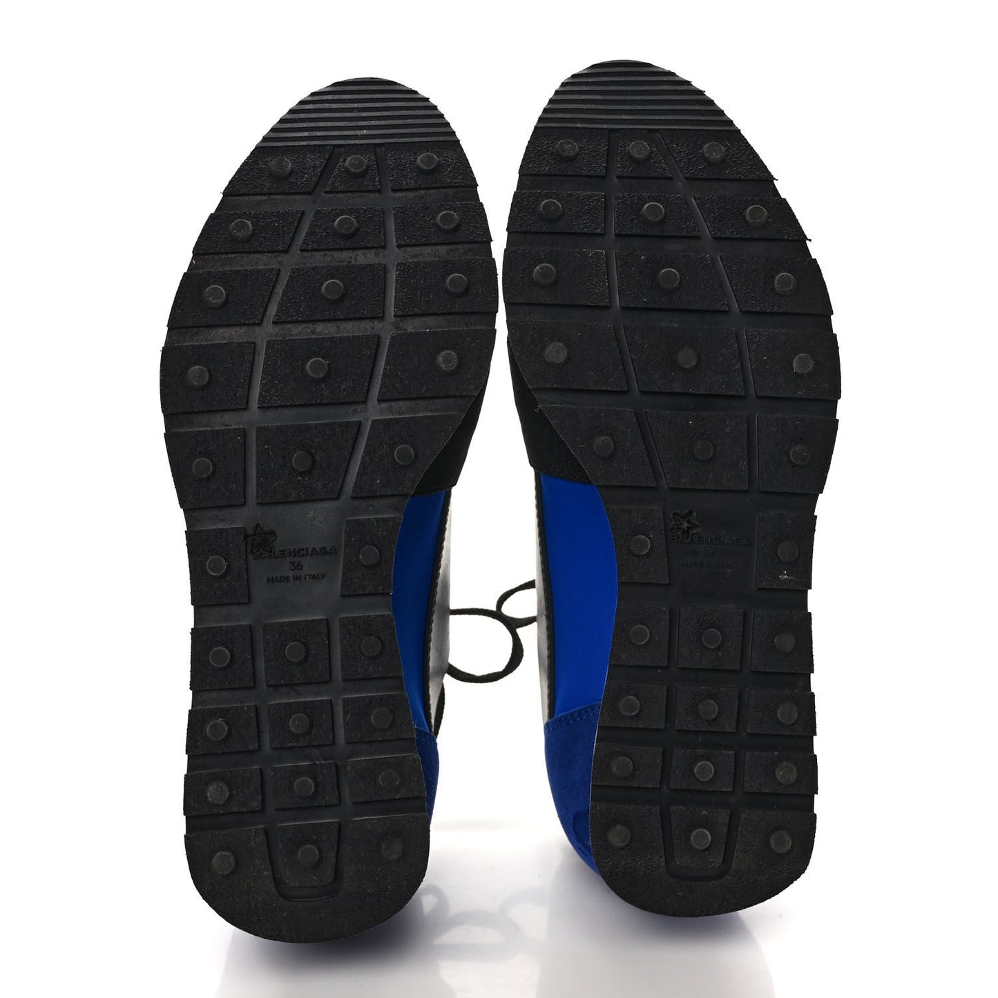 Mesh Neoprene Calfskin Suede Womens Race Runner Sneakers 36 Black Bleu Saphir