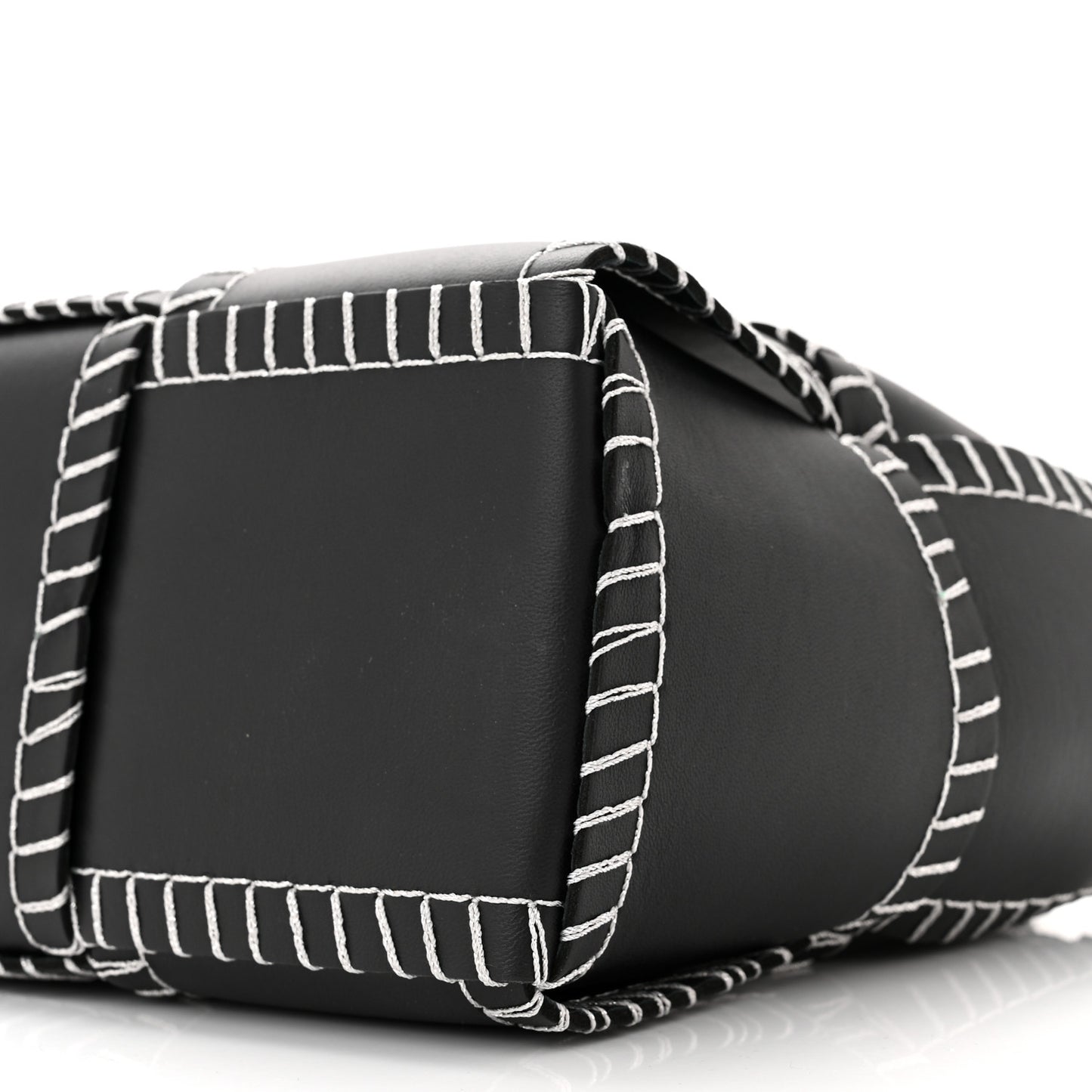 Nappa Maxi Intrecciato Overlock Stitched Small Arco Tote Black Silver