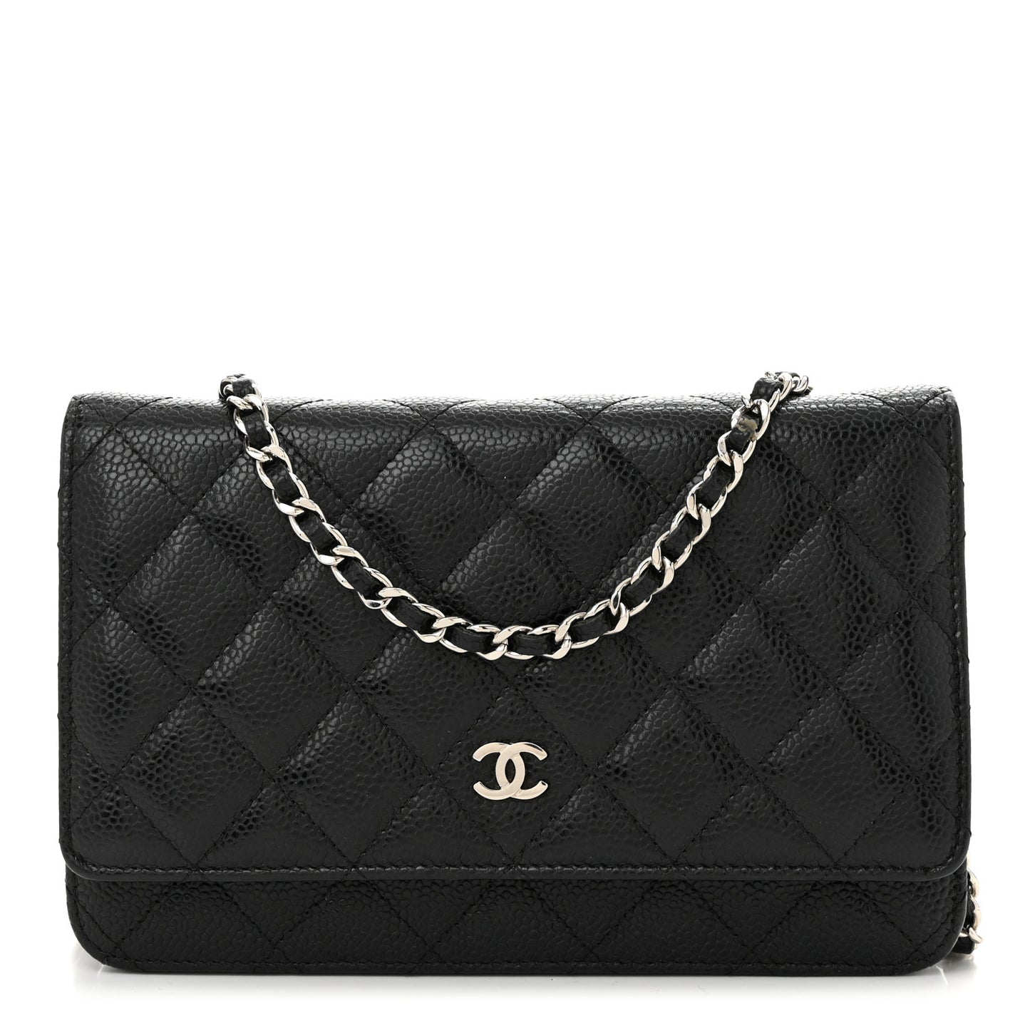 Caviar Quilted Wallet on Chain WOC Black